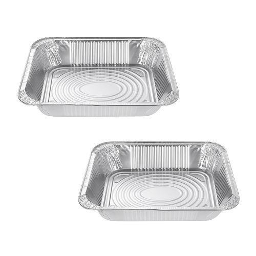 2 x Square Foil Dish Half Gastro 33x26x5.5cm 3L Aluminium Catering Trays Baking