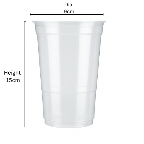 12 x Clear Plastic Pint Tumblers 560ml Reusable Shatterproof Cups for Parties