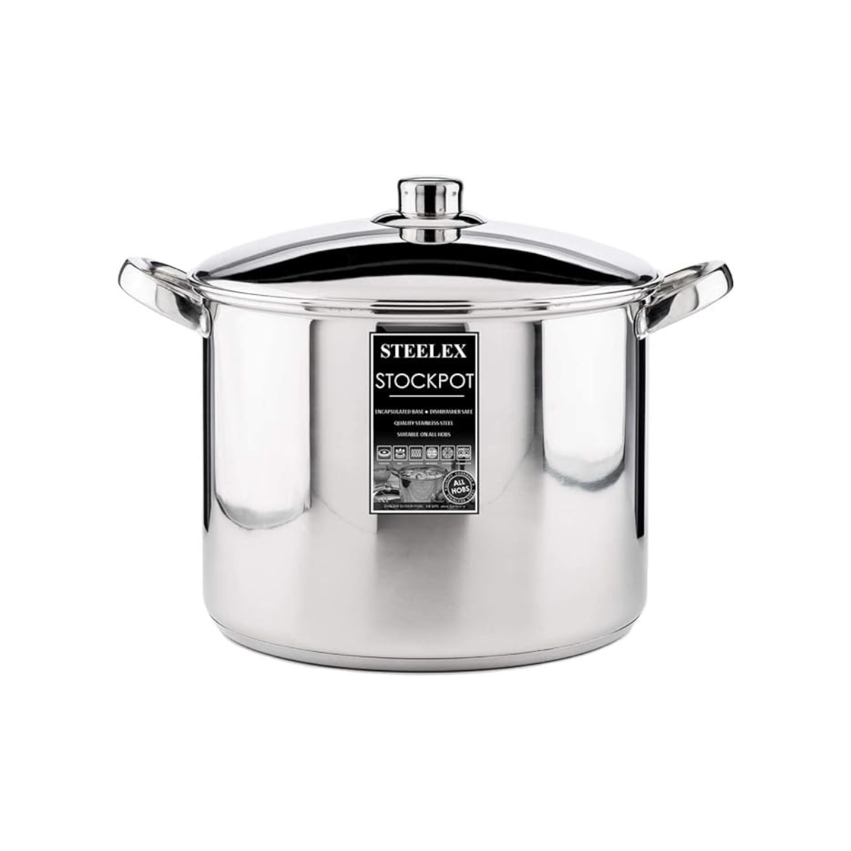 Steelex Stainless Steel Stockpot with Ceramic Coating and Induction Base - Available in 4 Sizes