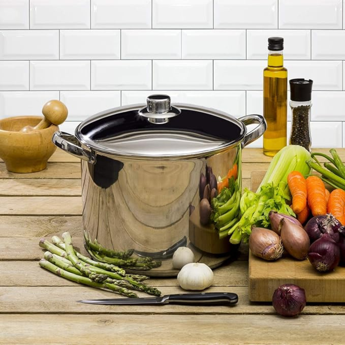 Steelex Stainless Steel Stockpot with Ceramic Coating and Induction Base - Available in 4 Sizes