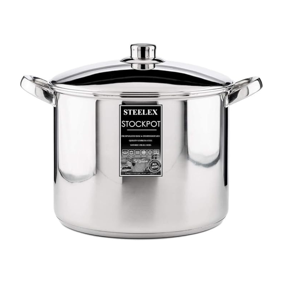 Steelex Stainless Steel Stockpot with Ceramic Coating and Induction Base - Available in 4 Sizes