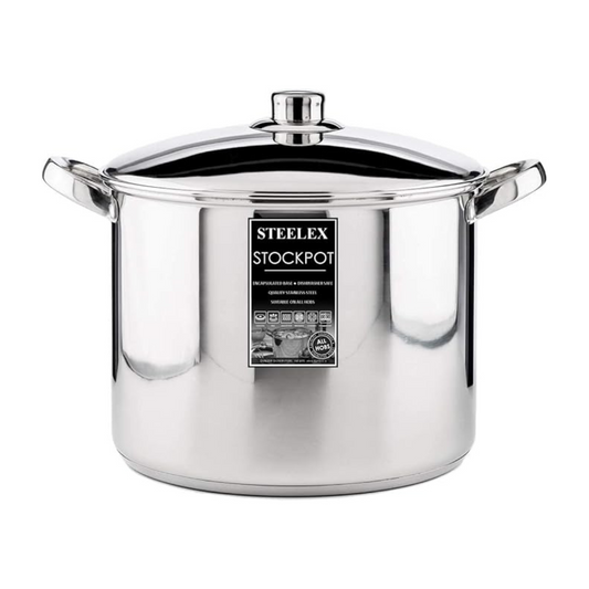 Steelex Stainless Steel Stockpot with Ceramic Coating and Induction Base - Available in 4 Sizes