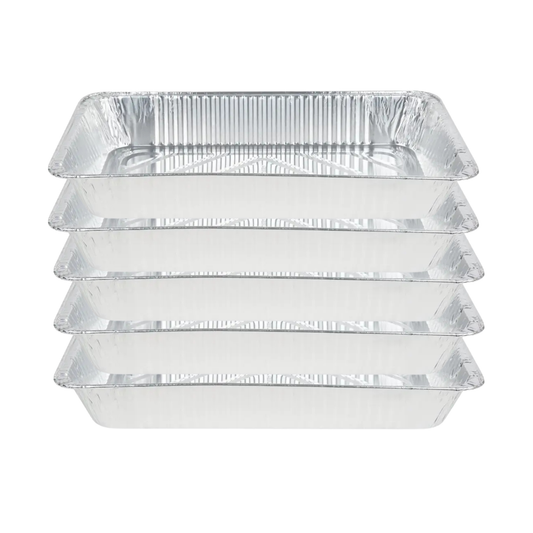 5 x Large Rectangular Foil Roasting Dishes Aluminium Trays 6.2L / 42 x 32 x 8cm