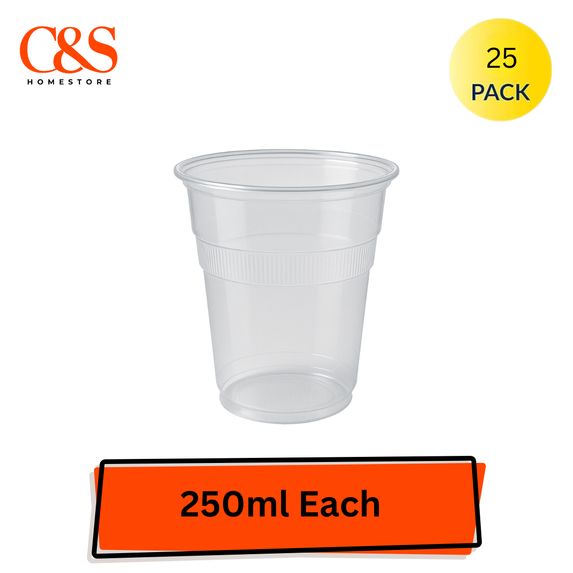 25 x Clear Plastic Juice Tumblers 250ml Reusable Strong Cups for Parties BBQs