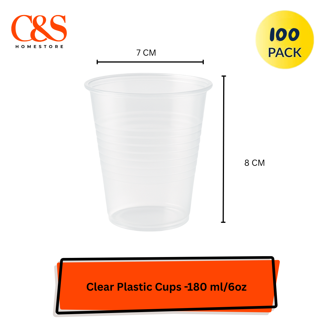 100 x Clear Plastic Cups 180ml/6oz Reusable Disposable Party Drink Glasses