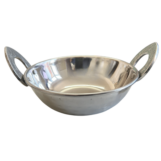 Stainless Steel Round Hammered Serving Dish With Handle 15cm