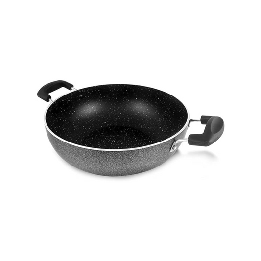 Vego Non-Stick Marble Coating Induction Kadai with Glass Lid - 22CM