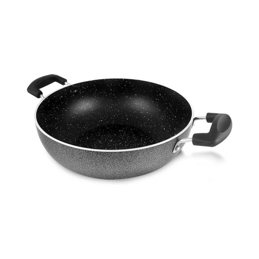 Vego Non-Stick Marble Coating Induction Kadai with Glass Lid - 24CM