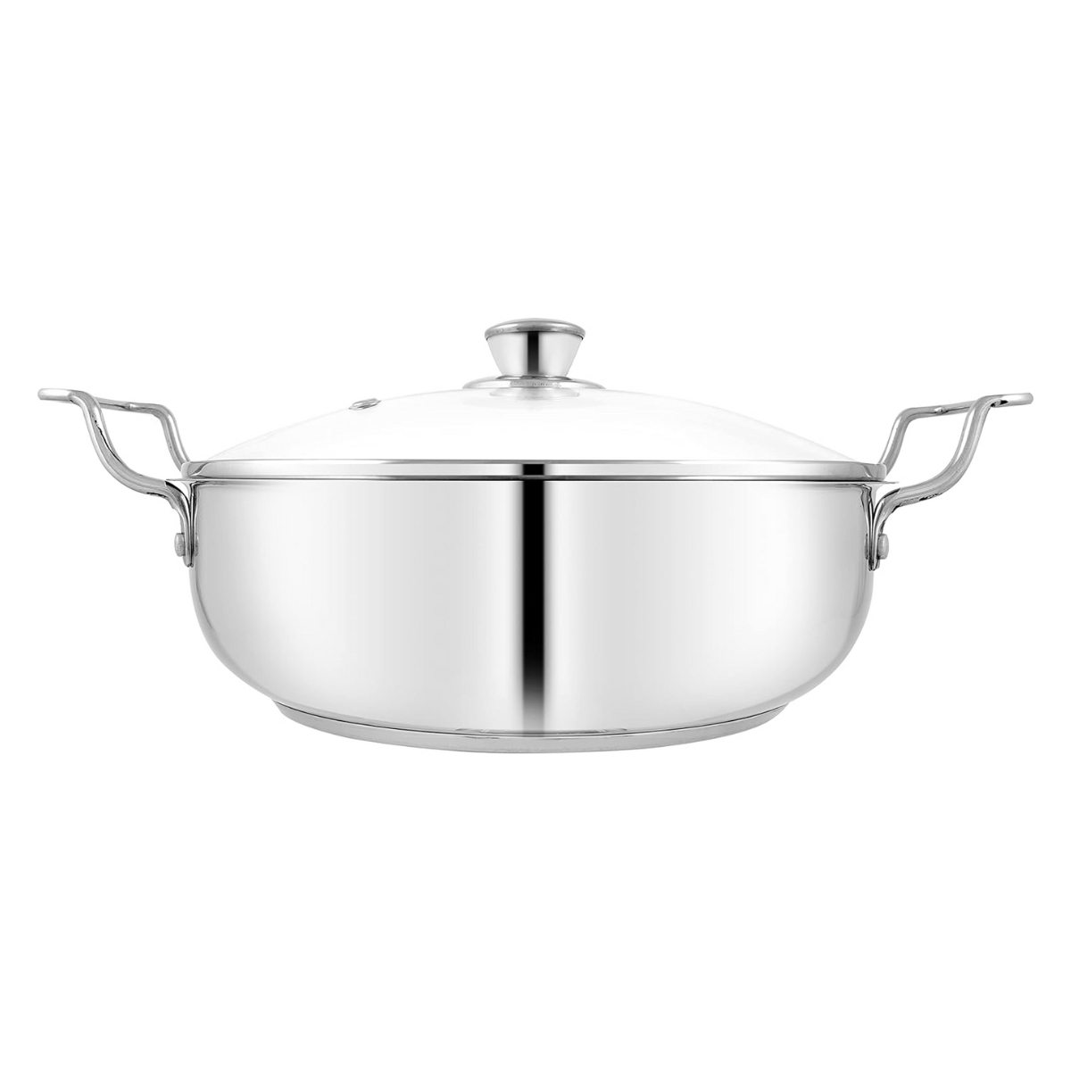 Vego Stainless Steel Kadai/Pan with Glass Lid - 30CM/5.8L