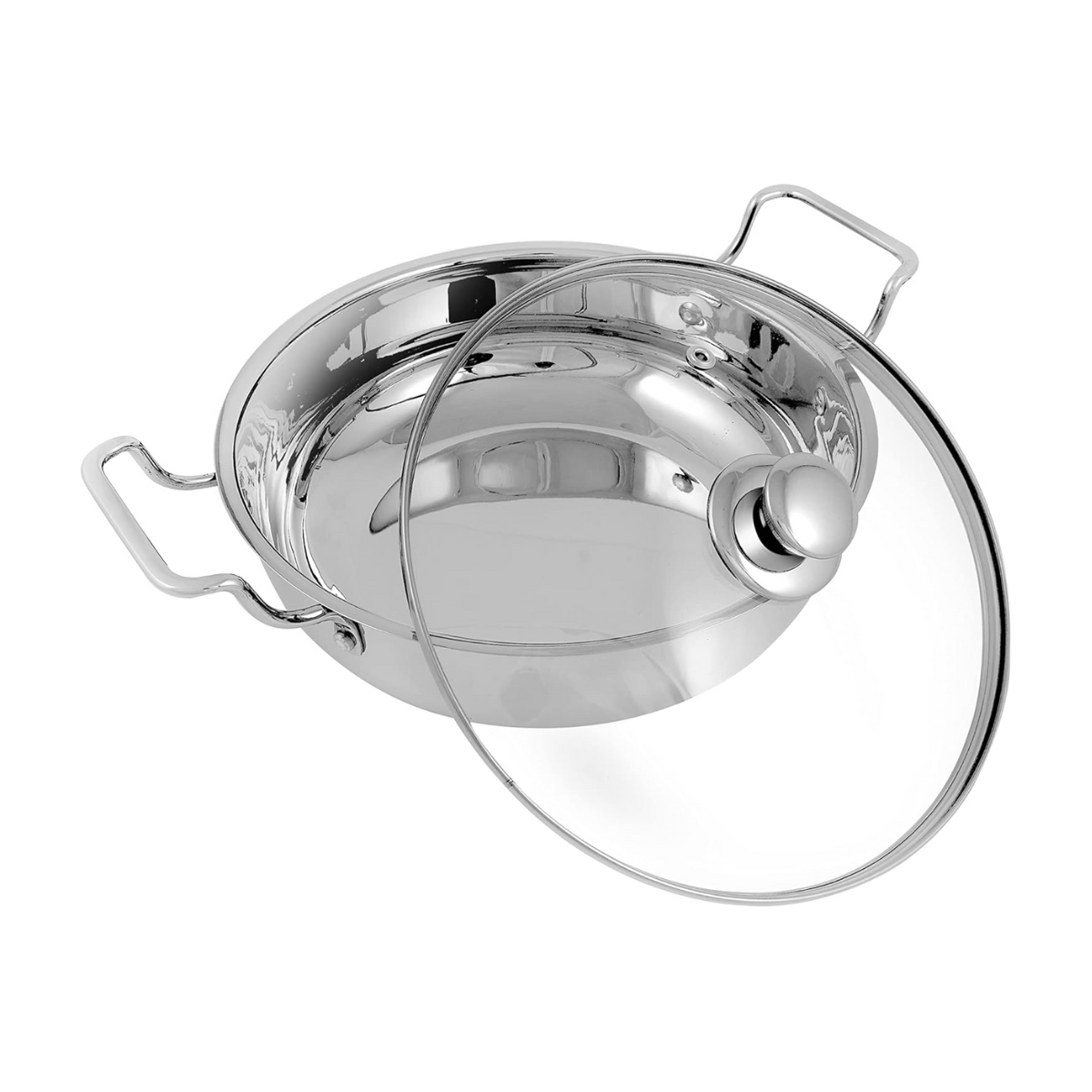 Vego Stainless Steel Kadai/Pan with Glass Lid - 28CM/4.6L