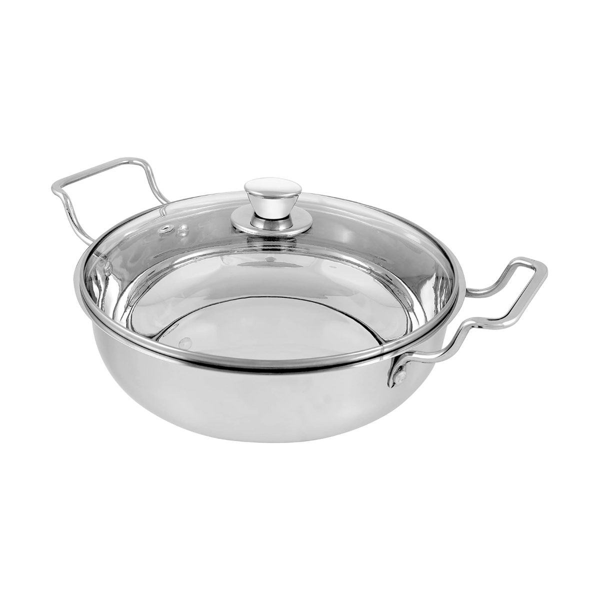 Vego Stainless Steel Kadai/Pan with Glass Lid - 26CM/3.8L