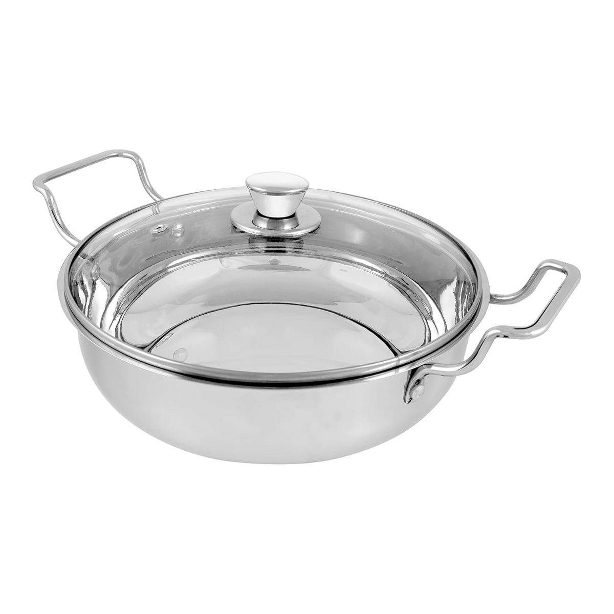 Vego Stainless Steel Kadai/Pan with Glass Lid - 28CM/4.6L