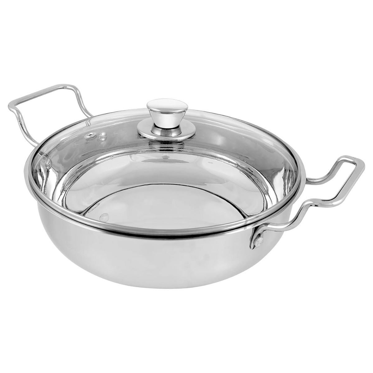 Vego Stainless Steel Kadai/Pan with Glass Lid - 30CM/5.8L