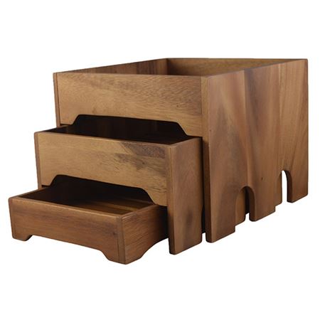 Acacia Wood 3 Drawer Display Box