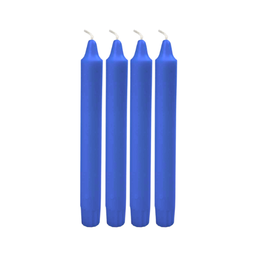 set of 4 Traditional and classic shape Taper Candles Blue