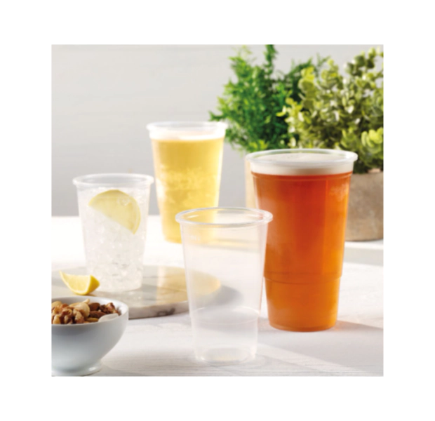 12 x Clear Plastic Pint Tumblers 560ml Reusable Shatterproof Cups for Parties