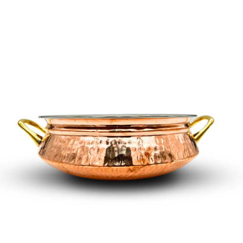 Copper and Stainless Steel Serving Dish with Handle - 20CM