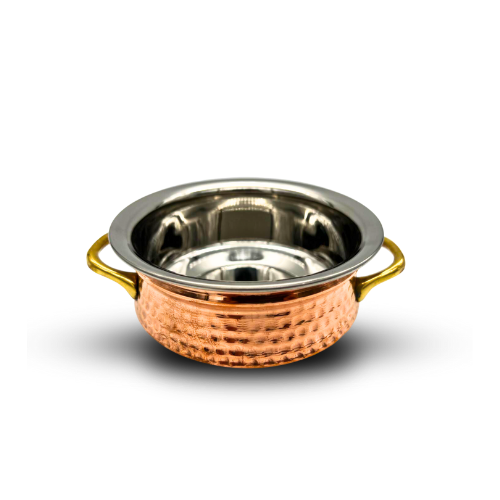 Mini Copper and Stainless Steel Serving Dish with Handle