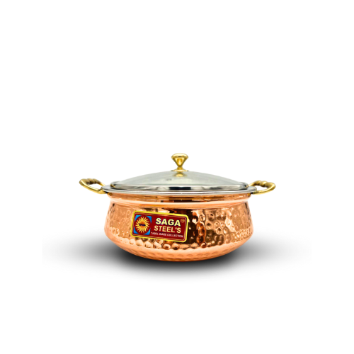 Mini Copper and Stainless Steel Serving Dish with Glass Lid