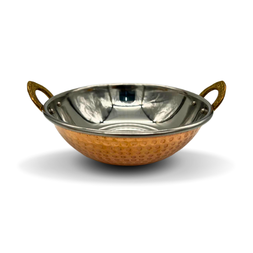 Copper and Stainless Steel Serving Dish with V Handle - 17CM