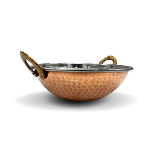 Copper and Stainless Steel Serving Dish with V Handle - 17CM