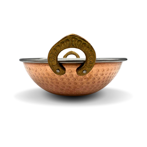 Copper and Stainless Steel Serving Dish with V Handle - 17CM