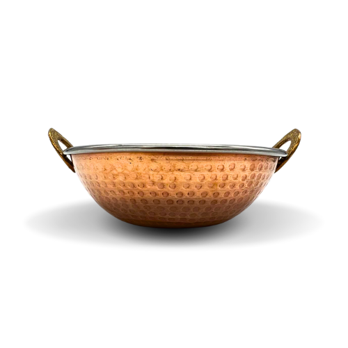 Copper and Stainless Steel Serving Dish with V Handle - 17CM