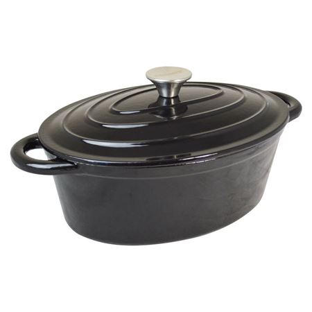 Black Cast Iron Oval Casserole 29cm