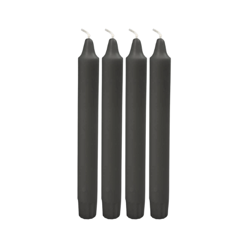 set of 4 Traditional and classic shape Taper Candles Dark Grey