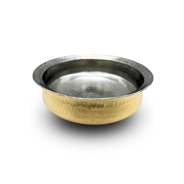 Diamond Hammered Brass and Kalhi Brass Coating Pot - Various Size Available