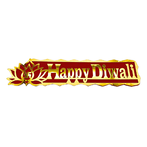 Diwali Decorations 'Happy Diwali' Religious Banner with Lotus Design