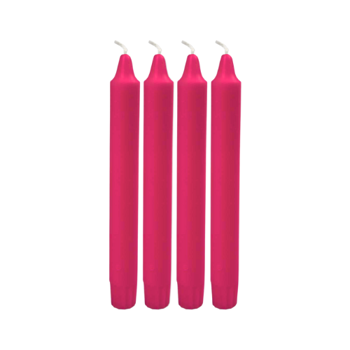 set of 4 Traditional and classic shape Taper Candles Fuchsia