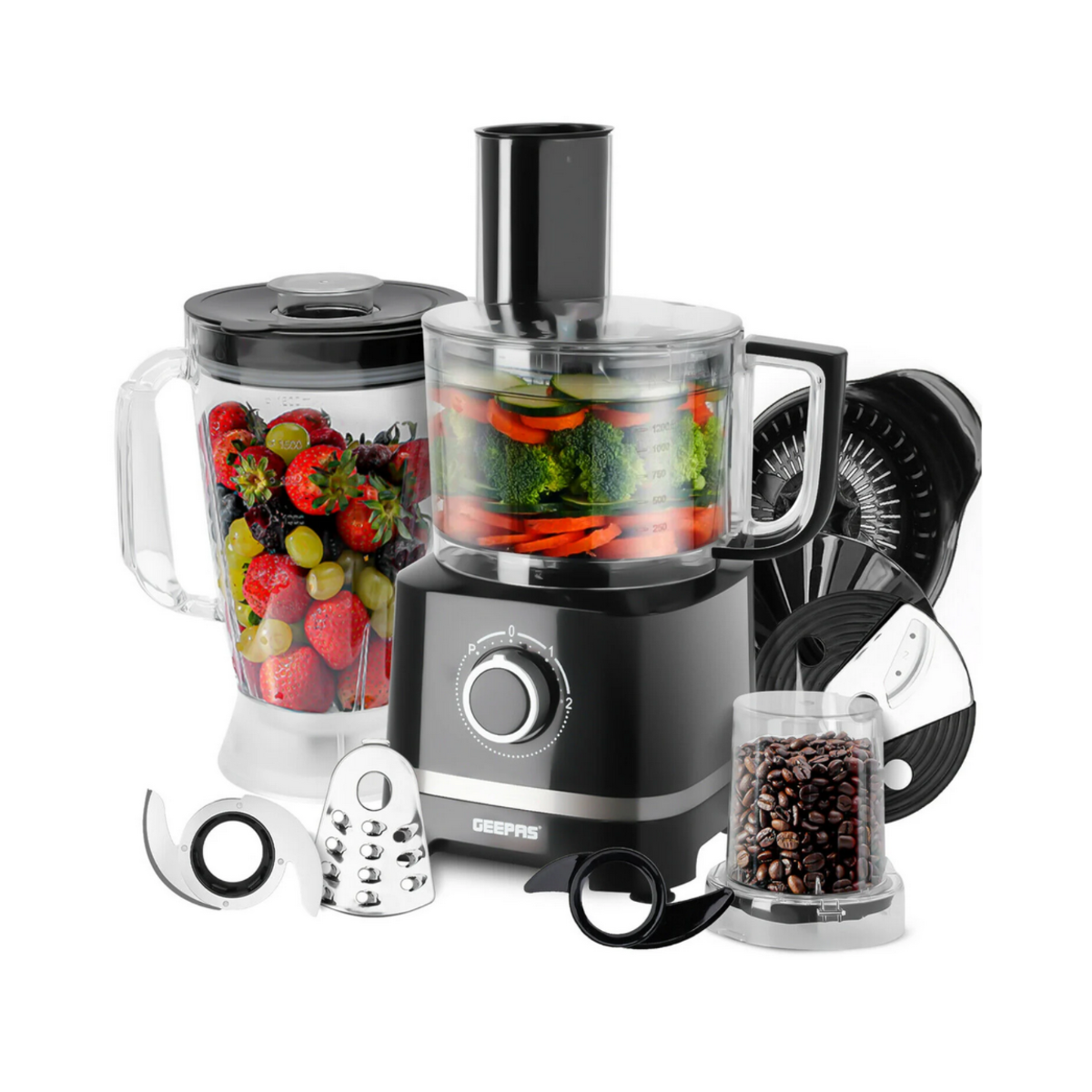 Geepas 10-In-1 Multifunctional Food Processor, Juicer, Mixer and Blender