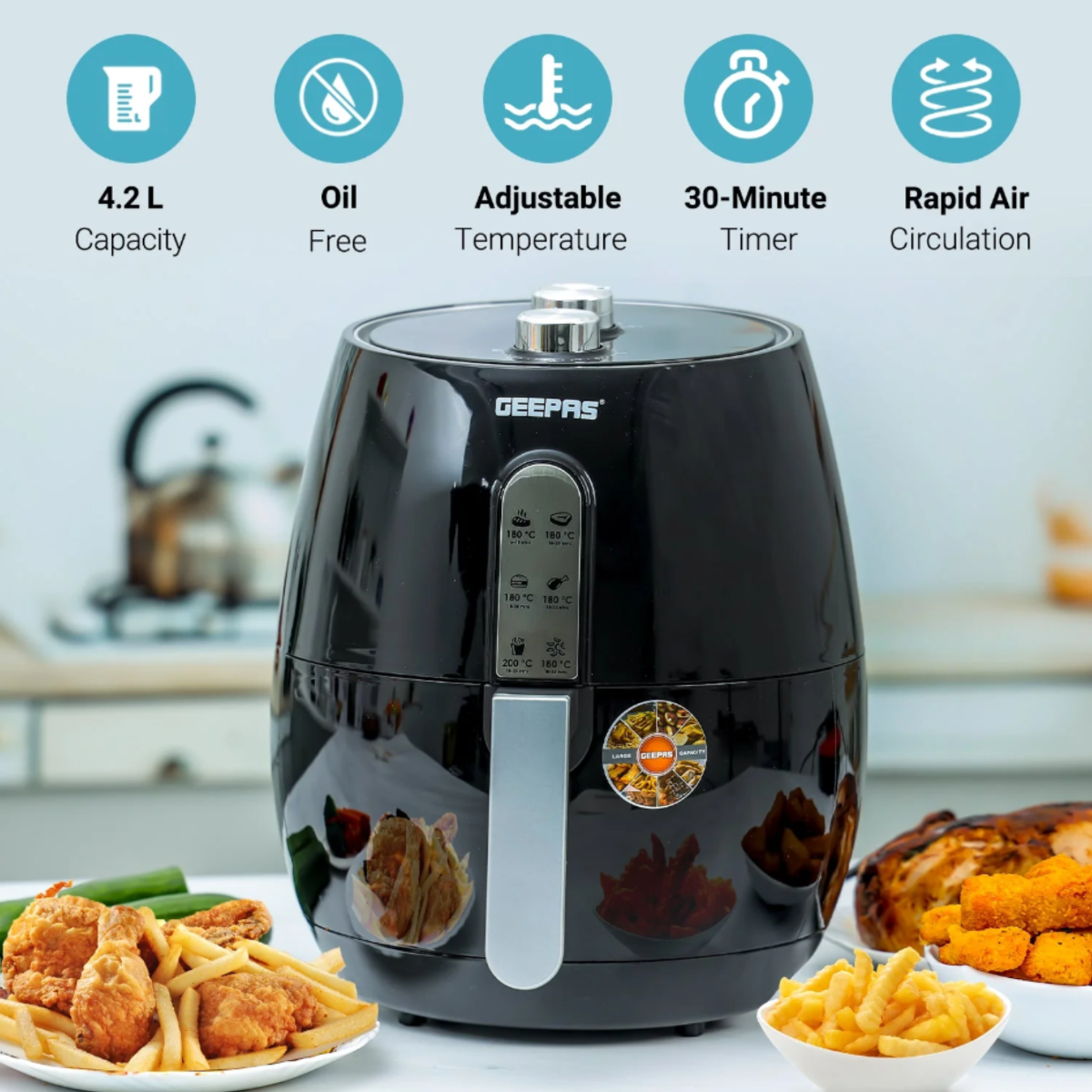 Geepas 6-In-1 Healthy Cooking Air Fryer