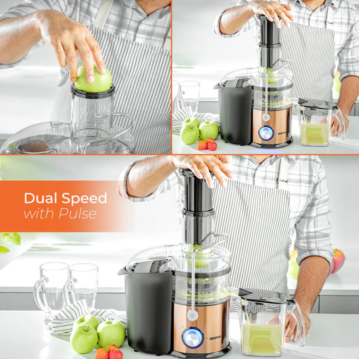 Geepas 800W Centrifugal Juicer with 2-Speeds and Pulse Function