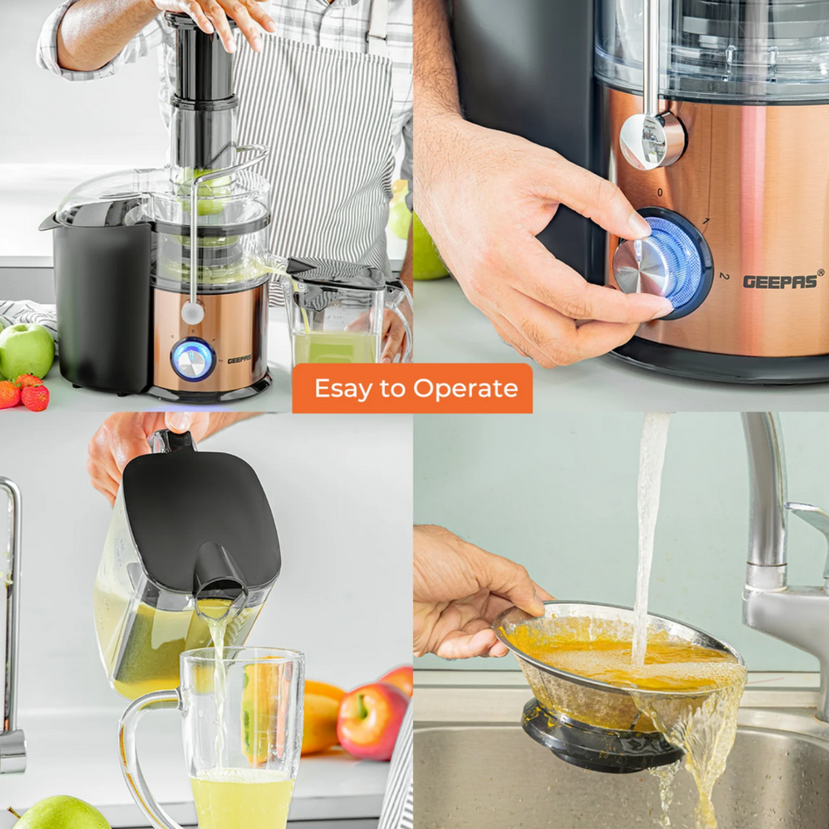 Geepas 800W Centrifugal Juicer with 2-Speeds and Pulse Function