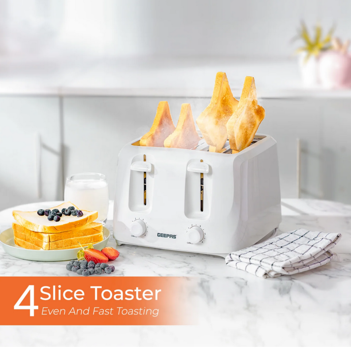 Geepas Four-Slice White Bread Toaster