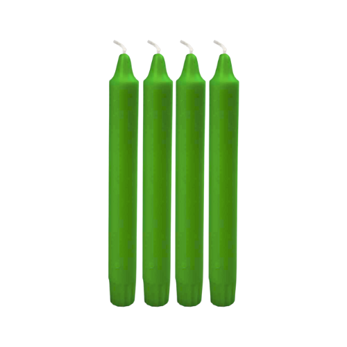 set of 4 Traditional and classic shape Taper Candles Green