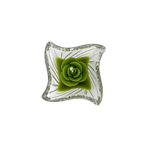 Tealight Glass Square shape scented candle Green rose