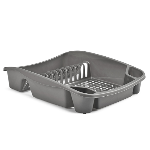 Whitefurze Large Plastic Dish Drainer - Gray