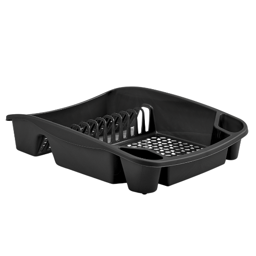 Whitefurze Large Plastic Dish Drainer - Black