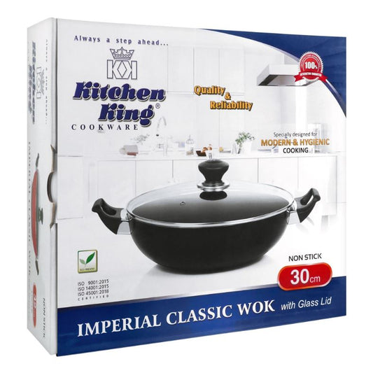 Kitchen King Imperial Classic Wok with Glass Lid – 30cm