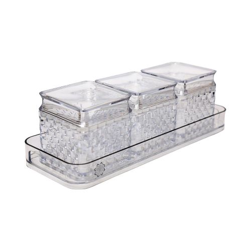 Jaypee Krysta 3 Airtight Snack Set – 3 Bowls (500ml Each) with Tray