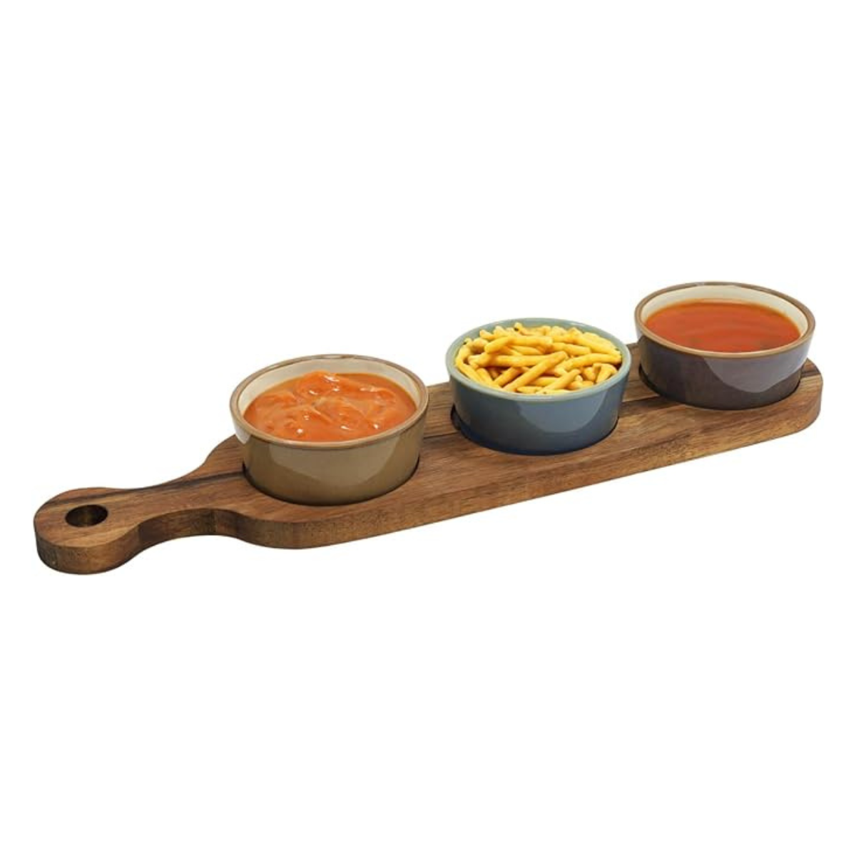 Lesser & Pavey Wooden Divided Snack Dish with Tray Set (3 Set - 2835)