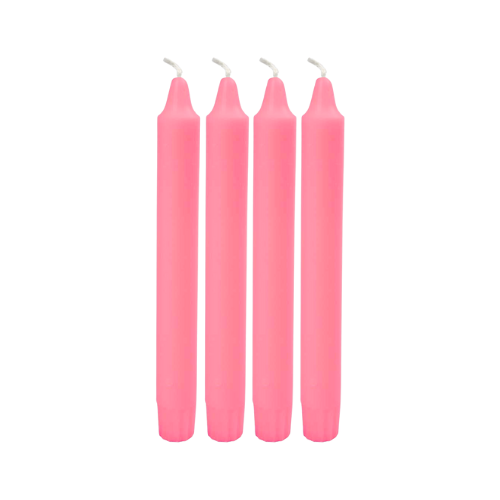 set of 4 Traditional and classic shape Taper Candles Light Pink