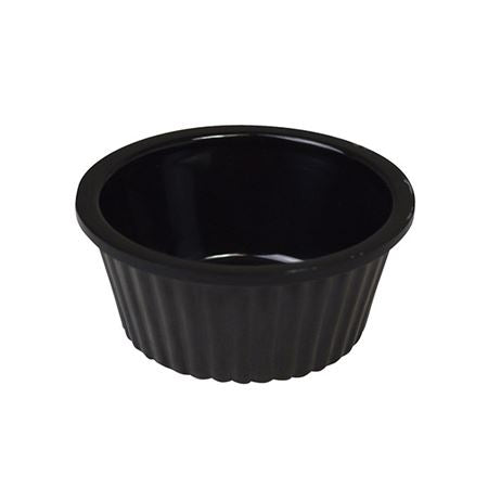 Polycarb Ramekin Black Ribbed 1 oz Pack 12