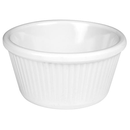 Polycarb Ramekin White Ribbed 1 oz Pack 12