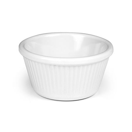 Melamine Ramekin White Ribbed 4 oz Pack 6