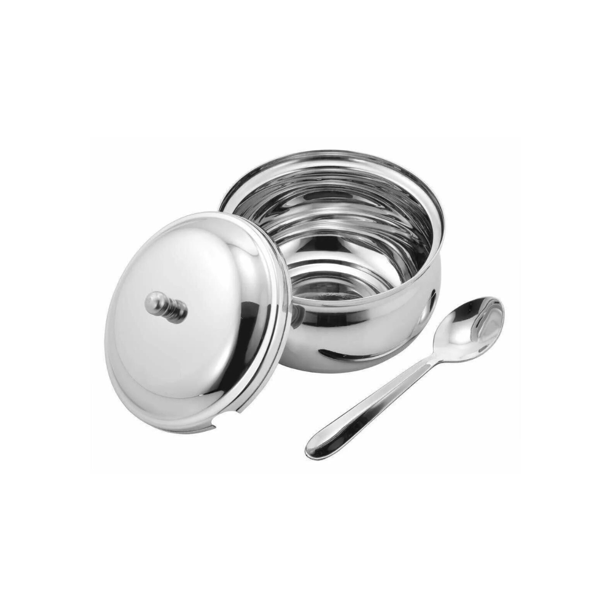 Stainless Steel Multipurpose Small Ghee Pot, Pickle Container with Spoon - 9CM