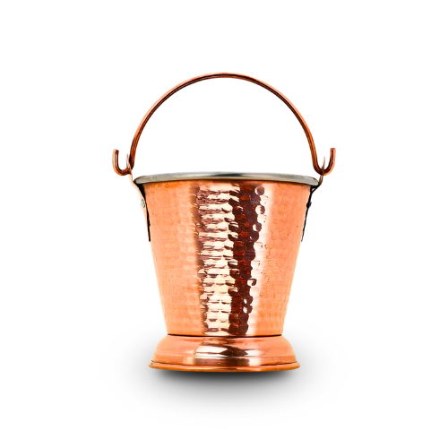 Medium Heavy-Duty Hammered Stainless Steel and Copper Balti/Bucket